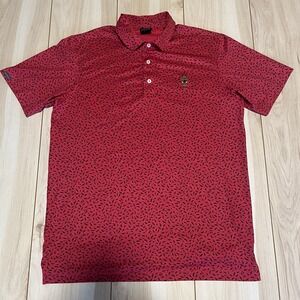 Dunning Golf Naples Golf Club Polo Pattern Red Performance Mens Size Small S
